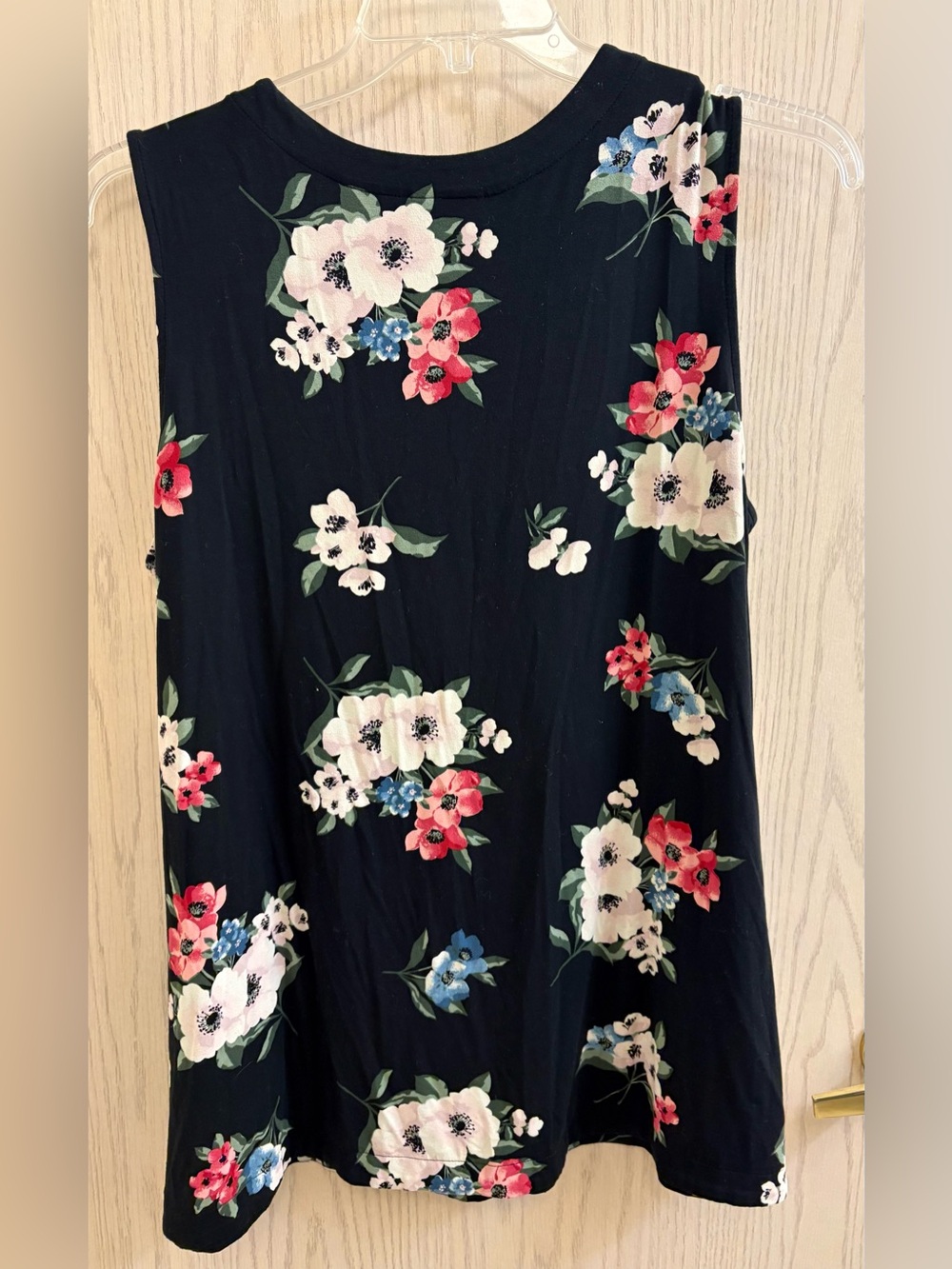 J. Jill Black Floral Tank Top with Pink, Cream and Blue Blooms - Picture 2 of 4